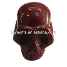 Natural stone carved skull Red Jasper